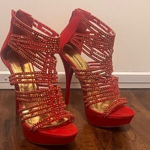 Red Strappy High Heels
